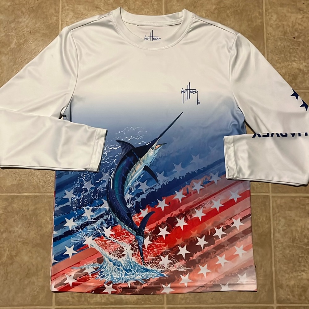 Guy Harvey moisture wicking UPF marlin fishing sun protection shirt